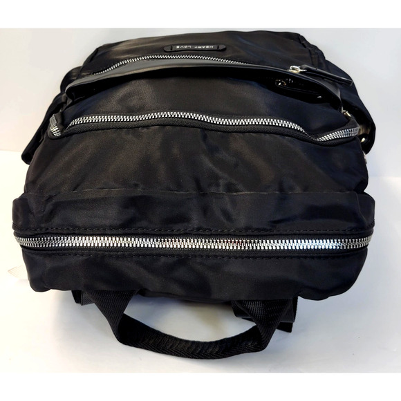 Heart Love Backpack Womens M Black Nylon Faux Leather Zip Organizer Pouch New main image 7